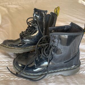 Dr. Martens 1460 Patent Leather Lace Up Boots Boots Black Girls Youth Size 12